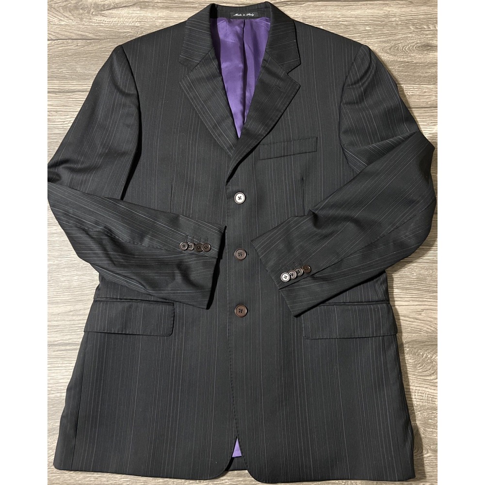 Paul Smith London The Westbourne Black Striped Italian Made Wool Blazer Size 40R